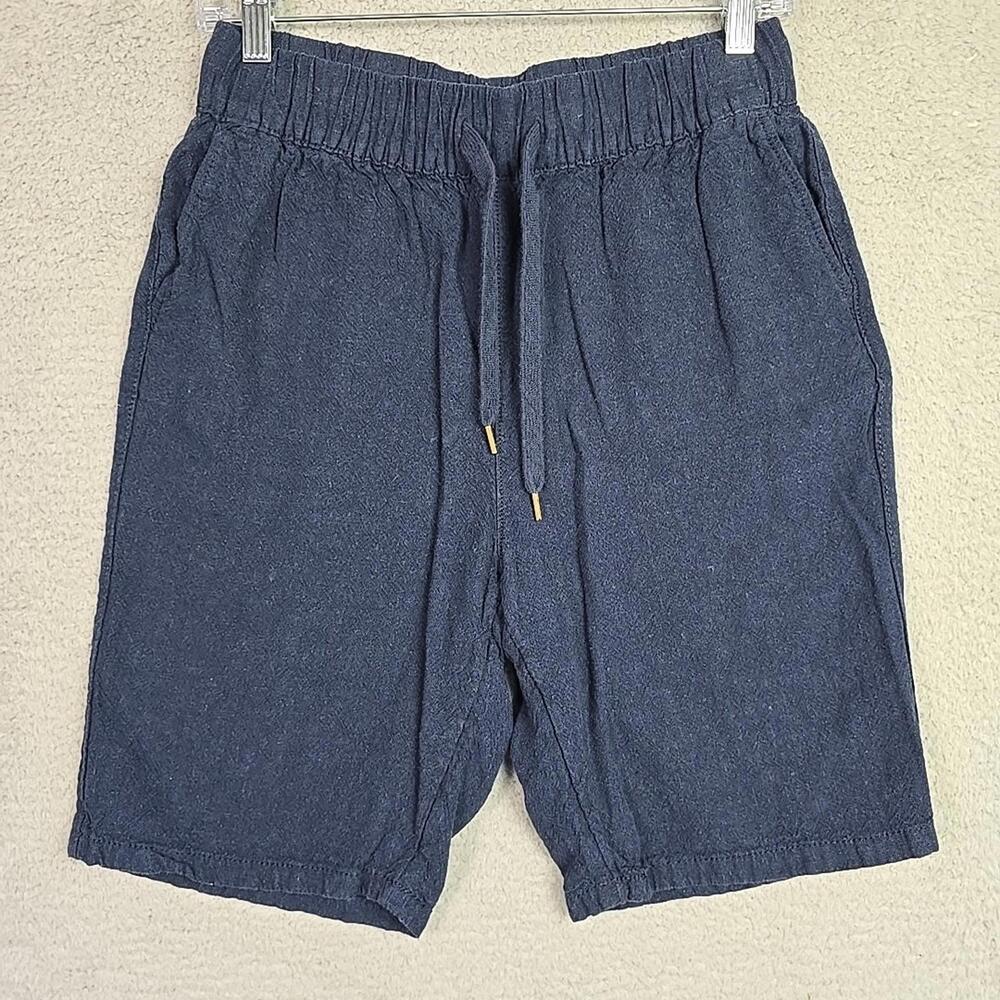 TIME AND TRU Blue Linen-Bland High-Rise Pull-On Bermuda Shorts; Size XS